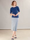 Dusty Blue Casual Cotton Skirt 5426