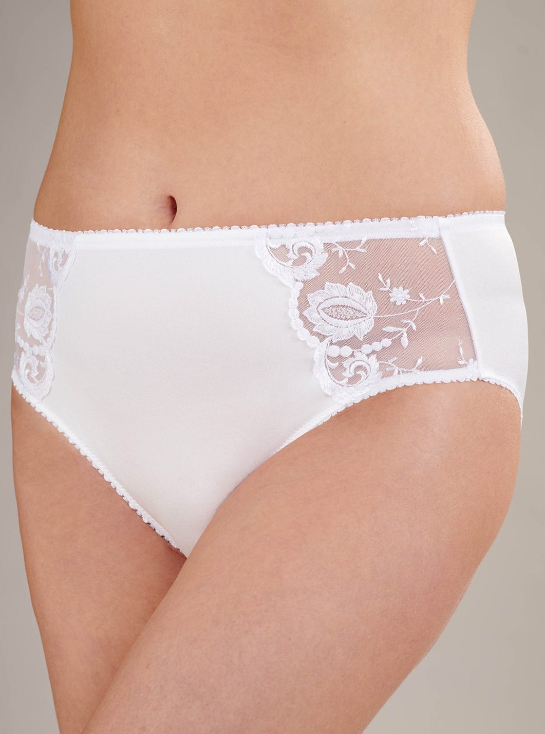 White Embroidered Full Briefs by Felina 9261